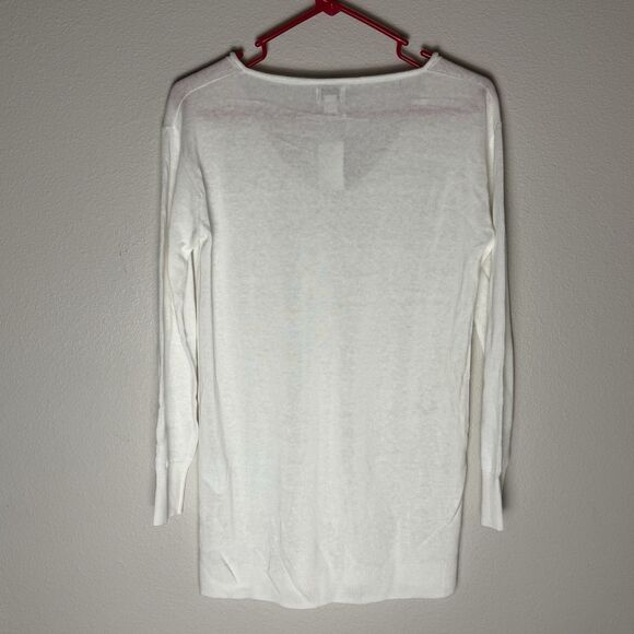 J. Crew Factory Women's NWT V Neck Tunic Sweater Linen Blend White AW729 Sz XS - Picture 7 of 9